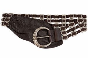 Suzi Roher Adjustable Brown Stretchy Leather Belt One Size